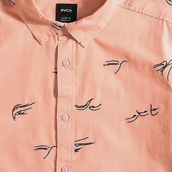 RVCA Johanna Gestures Pink Short Sleeve Button New - Picture 3 of 13